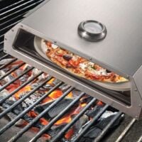 Boîte à Pizza en acier inoxydable Four à pizza avec la plaque céramique pour barbecue de gaz de charbon ou de bois Bighorn Ensembles de cuisson de pizza pour gril à gaz - Acier inoxydable