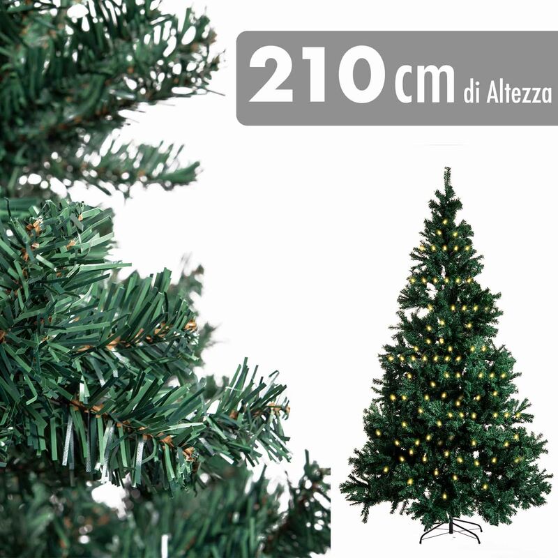 Albero di natale 210 cm in pino artificiale verde 1773 rami annodati  rinforzati