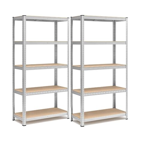 Set di 2 Scaffali in Metallo, 5 Ripiani Regolabili, Portata 875 Kg Salvaspazio (1/4)