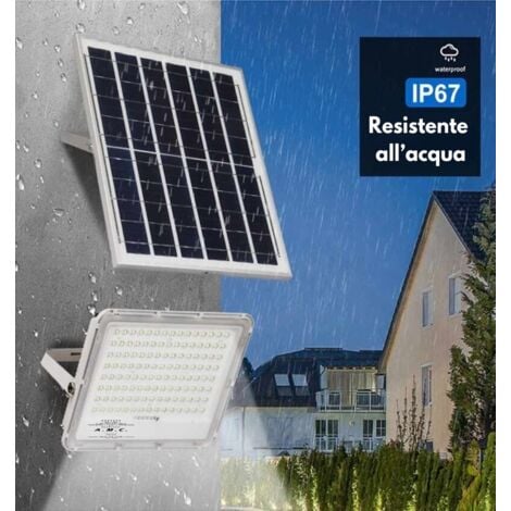 Faro a led 300W, pannello solare con sensore crepuscolare e telecomando, IP 67