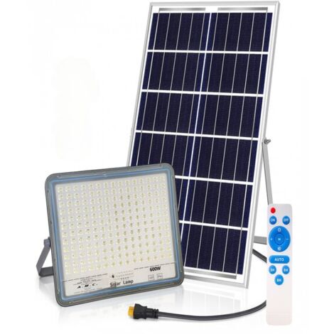 Faro a led 600W, pannello solare con sensore crepuscolare e telecomando, IP 67