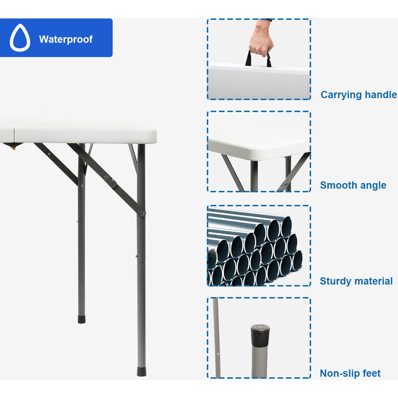 Todeco Table Pliante de Jardin carrée, Traiteur Pliante Table 86.5