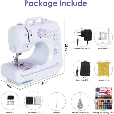 Machine à Coudre Enfant 8-12 Ans - Kit Débutant Avec Tissu, Pédale, Ouate - Sécurisée, Portable, Idéale Pour Apprendre La Couture