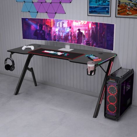 Bureau Gamer SogesHome 160 Cm – Noir – Avec Tapis De Souris Complet Et Support