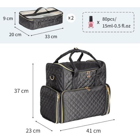 BAFASO Sac De Rangement Vernis à Ongle Pour 40 Bouteilles (15 ML - 0,5 FL.oz) Et Lampe UV Sèche