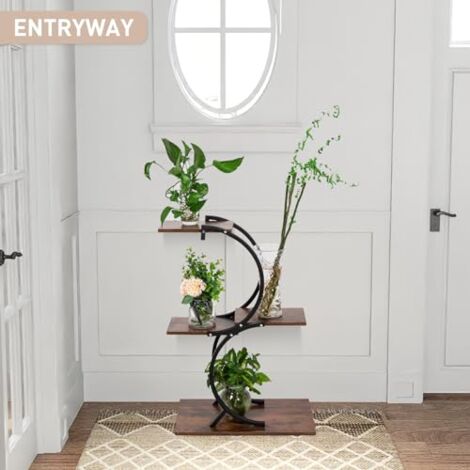 Todeco Porte plante interieur 4 Niveaux, Support plantes en Métal, étagère plante interieur support pot de fleurs pour Salon Balcon Jardin Bureau