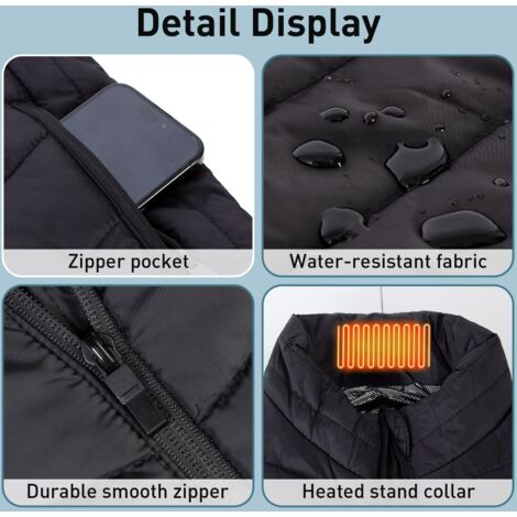 Gilet chauffant pour fee avec batterie électrique rechargeable, Noir - Pile incluse, Petit