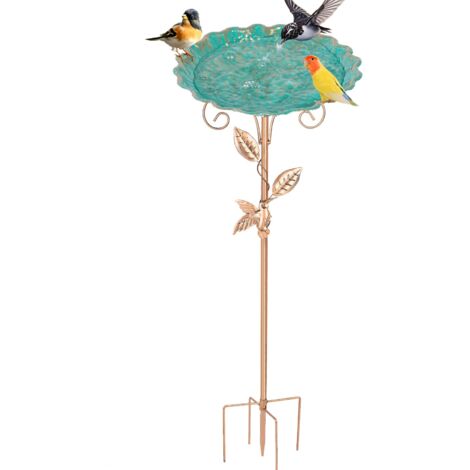 Bain d'oiseaux pour l'extérieur, Abreuvoir Oiseaux Exterieur sur Pied,Mangeoire Oiseaux Sauvage Décoration en Fonte pour Le Jardin avec Pieu d'acier à Cinq Griffes