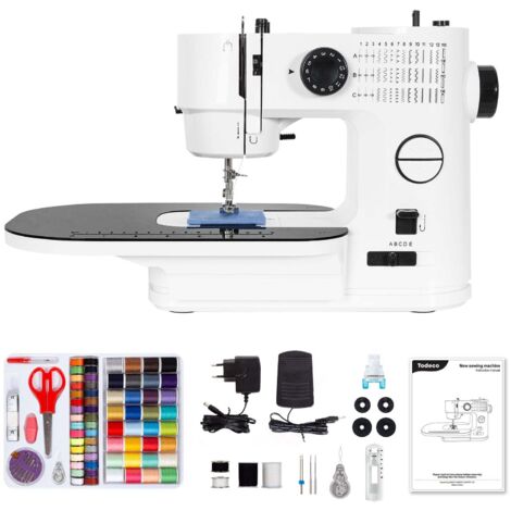 Machine à Coudre Électrique, Multifonction avec Table d’Extension amovible, 39 programmes de couture, Double aiguille et double fil, avec Kit Couture et pédales, pour Débutants, Professionnels