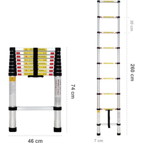 Echelle Telescopique, échelle Pliable, 2,6 mètre(s), EN 131, Charge maximale: 150 kg