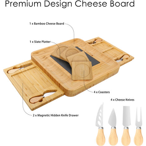 Plateau à fromages avec tiroir à couteaux 25,2 x 3 x 19,5 cm (LxHxP)