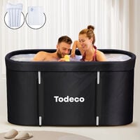 Baignoire Pliable Adulte, Grand Baignoire Pour SPA Portable Mobile pour Douche, Pliante SPA Baignoire pour Petite Salle de Bain, Trempage Autoportante Baignoire, 120x55x50cm (noir)