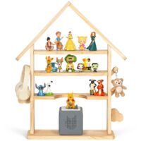 Étagère magnétique en Bois, pour Tonie Box et Tonies, Jusqu'à 30-40 Tonies, Aimants Renforcés, Crochets Latéraux, Étagère autoportante pour Chambre d’Enfant, Conception de cabanes
