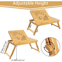 Table pour Ordinateur Portable, Plateau de Lit Pliable, Bureau ajustable avec grande ventilation, Matériau: Bambou - Bambou