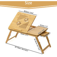 Table pour Ordinateur Portable, Plateau de Lit Pliable, Bureau ajustable avec grande ventilation, Matériau: Bambou - Bambou