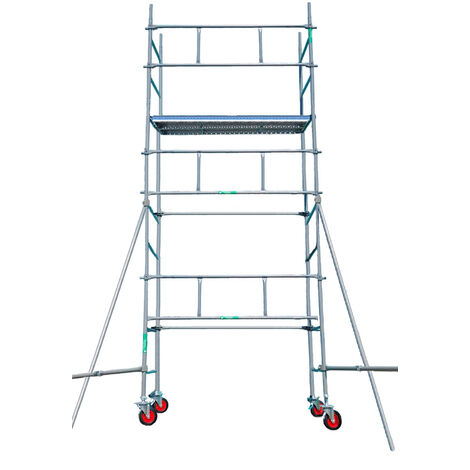 Echafaudages Stéphanois – Échafaudage roulant 6x2 m – Hauteur de travail 7 m – Largeur 0,80 m – 4 roues pivotantes avec freins – Conforme normes NF EN 12810-1
