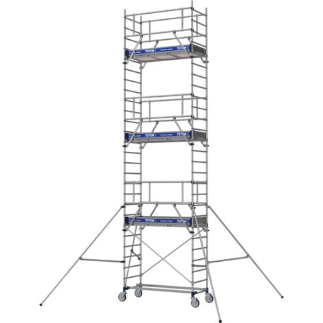 Tubesca Comabi – Échafaudage roulant en aluminium 9,85m – Charge maximale 200kg/m² – Conçu pour chantiers humides et terrains accidentés – Certifié NF