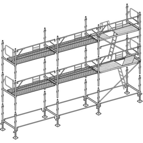 Altrad – Échafaudage façadier 60 m² – Hauteur de travail 6 m – Charge maximale 300 kg/m² – Montage rapide – Pour chantiers humides