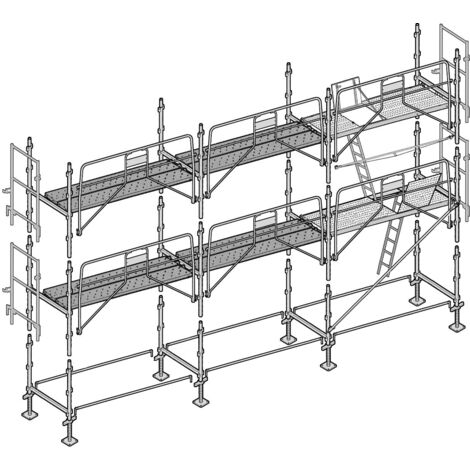 Altrad – Échafaudage façadier 60 m² – Hauteur de travail 6 m – Charge maximale 300 kg/m² – Fabrication française – Montage rapide