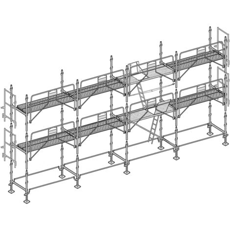 Altrad – Échafaudage façadier 78 m² – Longueur 13 m – Hauteur 6 m – Charge maximale 300 kg/m² – Largeur 0,80 m – Montage rapide et léger