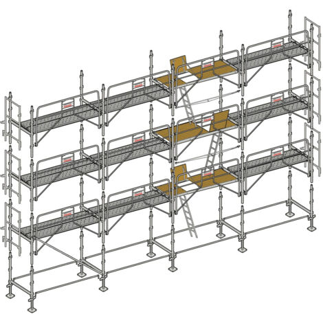 Altrad – Échafaudage façadier 104 m² – Hauteur de travail 8 m – Longueur 13 m – Charge maximale 300 kg/m² – Montage rapide et léger