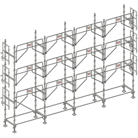 Altrad – Échafaudage galvanisé 13 m – Hauteur de travail 8 m – Charge maximale 300 kg/m² – Largeur 0,80 m – Montage rapide et facile