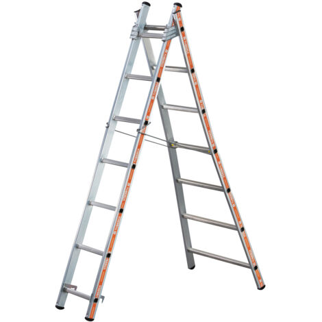 Tubesca Comabi – Échelle articulée transformable 2 plans aluminium – Hauteur d'accès 4.70m – 4 positions d'utilisation – Norme EN 131 – Charge max 150kg