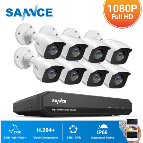 Kit De Vidéosurveillance 8CH Avec 4 Caméras 1080P Et Détection IA - DVR 5MP, Vision Nocturne