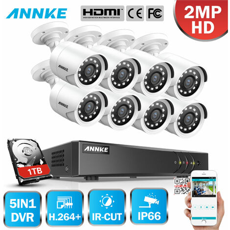 ANNKE Überwachungskamera 8CH 3MP DVR Überwachungssystem 1080P IP66 Kamera H.265+ 
