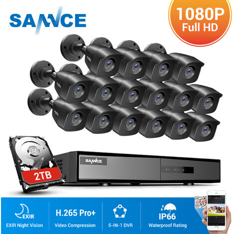 SANNCE 4CH 1080P DVR Überwachungskamera HD Überwachungssystem Bewegungserkennung 