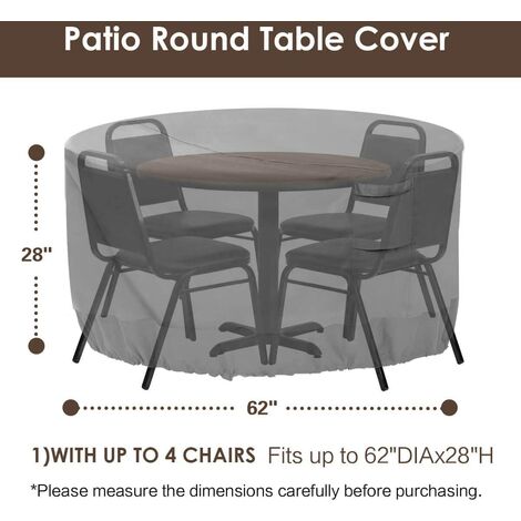Round patio furniture cover, 100% waterproof outdoor table and chair cover, outdoor furniture cover, fade-resistant cover, UV protection, 62 inches DIAx28 H, beige and brown,c