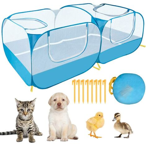 Small animal fence, portable large chicken running cage, with a detachable bottom, breathable transparent mesh wall, foldable pet fence, suitable for indoor and outdoor use for dogs, kittens and rabbits