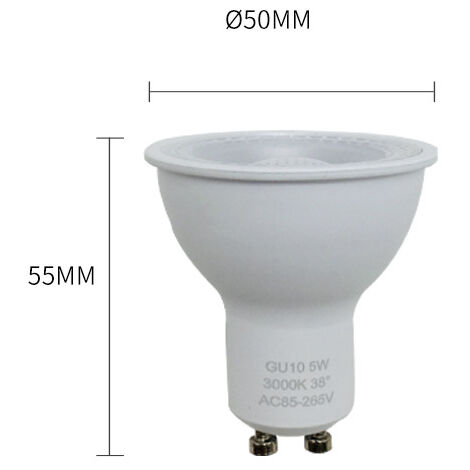 Equivalent halogen spotlight bulb 5W, LED spotlight 3000K, AC 220-240V, non-dimmable, warm white) [Energy class A ++]