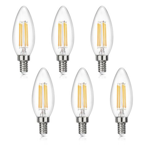 Filament Bulb LED Candle 4W LED Bulb Filament equivalent Incandescent Bulbs Base Vintage Edison Warm White 2700K 380LM, 360 ° Degrees Angle, [Energy class A ++]