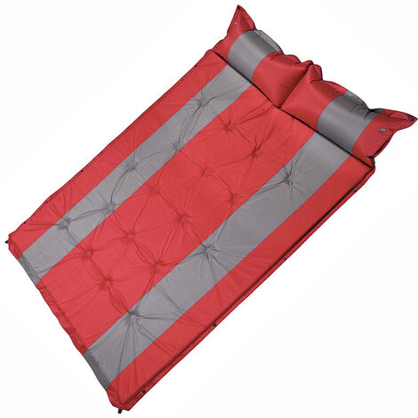 Automatic double inflatable pillow with pillow can be spliced, SUV, car inflatable bed, outdoor tent, moisturizing pad, for camping, red + gray