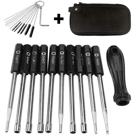 10 Pieces Carburetor Screwdriver Tool Kit, Adjustment Screwdriver with Carrying Bag, Brush and Cleaning Tool Kit for 2 Stroke Common Engine