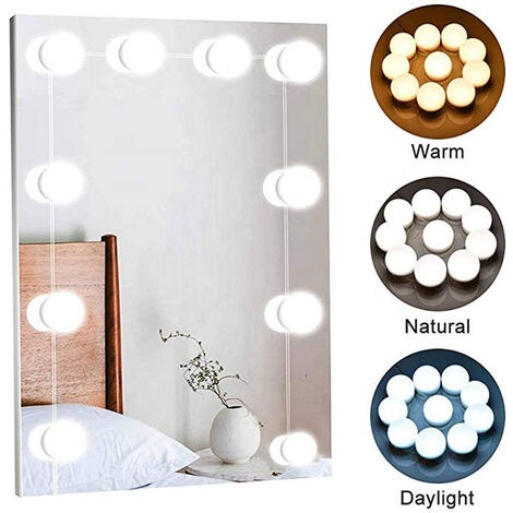 LED Mirror Light, 6 Hollywood Dimmable Light Bulbs Makeup Mirror, Bathroom Makeup Mirror Brightness Levels for Dressing Table, Bathroom Mirror