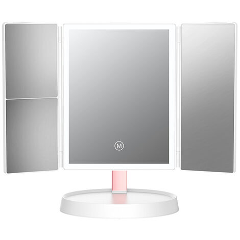 Makeup Mirror with LED Lights, Illuminated Mirror with 5X and 7X Magnifications - Touch Screen with Cosmetic Stand - Sora (White)