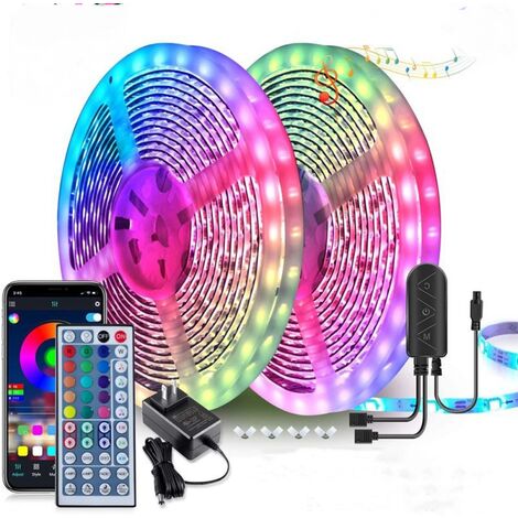 LED Lights for Bedroom Music Sync Color Changing RGB LED Strip Rope Lights Remote, 5050 RGB LED Light Strips 2PCS 10M(20M 360LED)