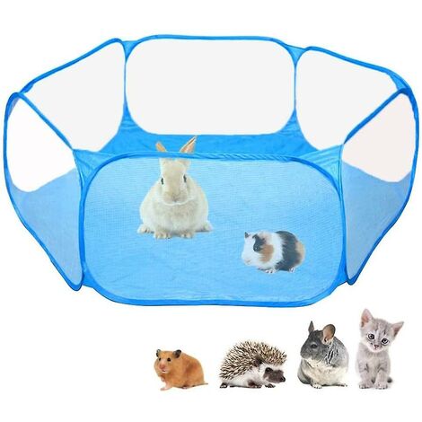 Breathable Transparent Pet Playpen Pop Open Outdoor/indoor Exercise Fence, Portable Yard Fence For Guinea Pig, Rabbits, Hamster And Hedgehogs (blue)，，THSINDE