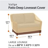2-seater heavy duty patio bench two-seat sofa cover, 100% waterproof outdoor sofa cover, lawn patio furniture cover with vents, small (standard), beige and brown,c