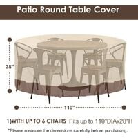 Round patio furniture cover, 100% waterproof outdoor table and chair cover, outdoor furniture cover, fade-resistant cover, UV protection, 62 inches DIAx28 H, beige and brown b