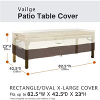 Rectangular/oval patio table cover, heavy-duty waterproof outdoor lawn patio furniture cover, large beige and brown a