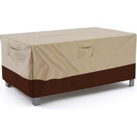 Rectangular/oval patio table cover, heavy-duty waterproof outdoor lawn patio furniture cover, large beige and brown b
