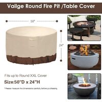 Fire pit cover, 100% waterproof square gas fire pit table cover, outdoor heavy duty lawn patio furniture cover with vents and handles, 36 inches long x 36 inches wide x 20 inches high, beige and brown