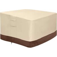 Fire pit cover, 100% waterproof square gas fire pit table cover, outdoor heavy duty lawn patio furniture cover with vents and handles, 36 inches long x 36 inches wide x 20 inches high, beige and brown h