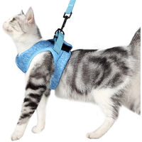 Cat Harness - Ultralight Cat Harness and Leash Set Leak Proof Adjustable Kitten Harness for Puppy Rabbit Ferret (Blue, L)