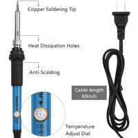 Soldering iron kit, a full set of 60W 110V soldering iron kit-adjustable temperature, 5 different soldering iron tips, desoldering pump, bracket, anti-static tweezers and additional soldering tube