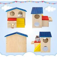 Pet small animal hideout Hamster house Luxury two-story wooden hut Play with toys and chew