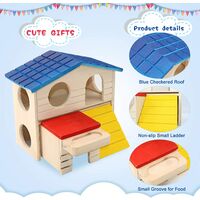 Pet small animal hideout Hamster house Luxury two-story wooden hut Play with toys and chew
